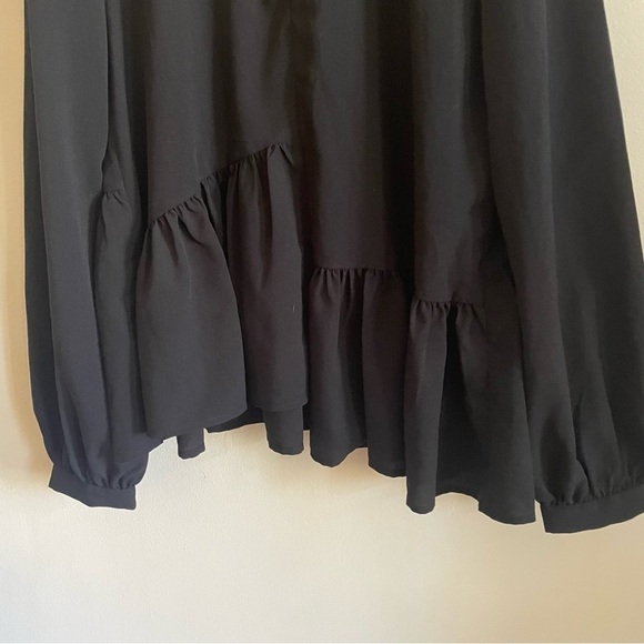 FRENCH CONNECTION Black Asymmetrical Hem Peplum Top - Picture 7 of 9